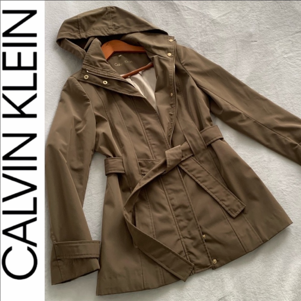 ⚡️⛈HP!🔥CALVIN KLEIN TRENCH COAT NEW WO TAGS W DETACHABLE HOOD NWOT⛈⚡️